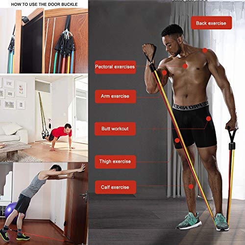 Bandas Elasticas Musculacion, Bandas de Resistencia con Cinco Tubo de Látex 100LBS,Bandas Elástica Fitness para Entrenamiento de Resistencia Yoga, Crossfit, Pilates Fuerza, Movilidad Bandas Elasticas Musculacion, Bandas de Resistencia con Cinco Tubo de Látex 100LBS,Bandas Elástica Fitness para Entrenamiento de Resistencia Yoga, Crossfit, Pilates Fuerza, Movilidad