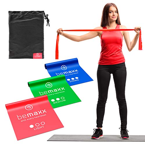 Bandas Elásticas Set de 3 Resistencias / Cintas Extra Largas 2m + eBook Guía de Ejercicios | Mini Fitness Bands Kit | Látex Natural Gomas Crossfit Gimnasia Pilates Glúteos Boxeo Rehabilitacion