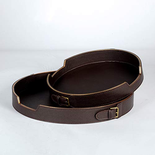 Bandeja redonda de piel, sencilla y moderna para joyas, taquilla, tocador, tocador para baño Retro Small negro Bandeja redonda de piel, sencilla y moderna para joyas, taquilla, tocador, tocador para baño Retro Small negro