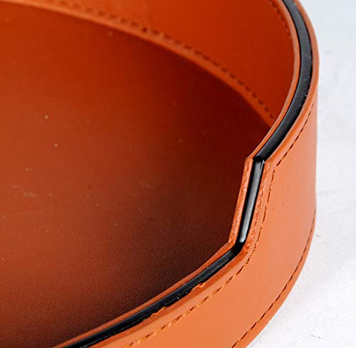 Bandeja redonda de piel, sencilla y moderna para joyas, taquilla, tocador, tocador para baño Retro Small negro Bandeja redonda de piel, sencilla y moderna para joyas, taquilla, tocador, tocador para baño Retro Small negro