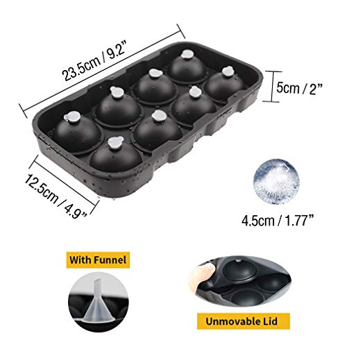 Bandeja Sunerly fácil de quitar, 8 moldes gigantes de silicona para hacer bolas de hielo para niños con dulces, pudín, jalea de leche, zumo de chocolate, o cócteles