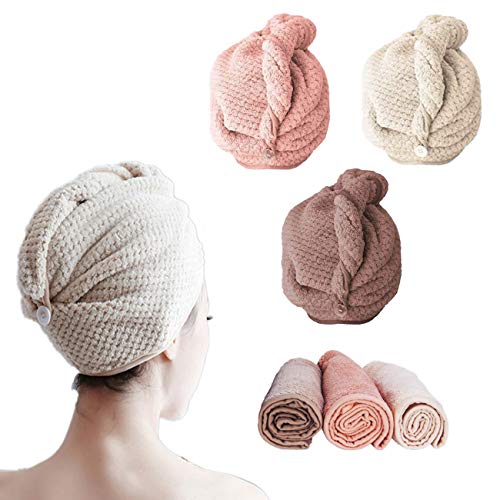 BangShou 3 Piezas Turbante para el Cabello Toalla de Secado Rápido Toallas de Baño Turbante del Abrigo de Pelo Secado Rápido de Microfibra con Botón… BangShou 3 Piezas Turbante para el Cabello Toalla de Secado Rápido Toallas de Baño Turbante del Abrigo de Pelo Secado Rápido de Microfibra con Botón…