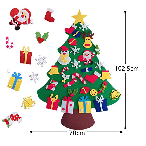 BangShou DIY Navidad Decoración Colgante Año Regalo 3D Arbol de Navidad de Fieltro Decoración navideña Infantil Adornos Desmontables Año Regalo para Niños