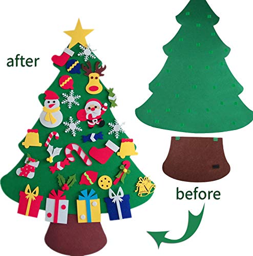 BangShou DIY Navidad Decoración Colgante Año Regalo 3D Arbol de Navidad de Fieltro Decoración navideña Infantil Adornos Desmontables Año Regalo para Niños