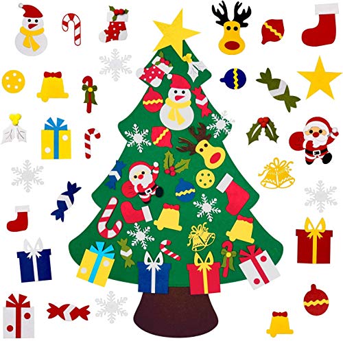 BangShou DIY Navidad Decoración Colgante Año Regalo 3D Arbol de Navidad de Fieltro Decoración navideña Infantil Adornos Desmontables Año Regalo para Niños