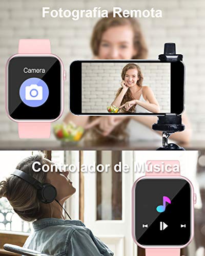 BANLVS Smartwatch, Reloj Inteligente Mujer Hombre con Correa Repuesta, Smartwatch Impermeable IP67 con Monitor de Sueño Contador de Caloría Pulsómetros Podómetro para Android iOS