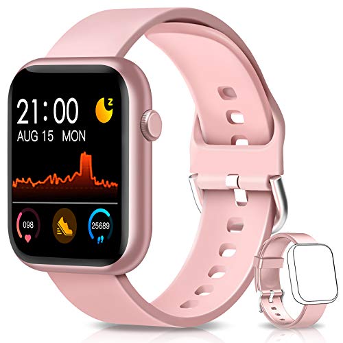 BANLVS Smartwatch, Reloj Inteligente Mujer Hombre con Correa Repuesta, Smartwatch Impermeable IP67 con Monitor de Sueño Contador de Caloría Pulsómetros Podómetro para Android iOS