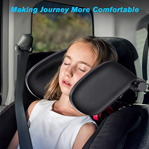 BANNIO Reposacabezas Coche, Apoyacabezas Lateral Barra Deslizante Ajustable para Asiento de Coche, Reposa Cabezas para Niños Adultos, Negro