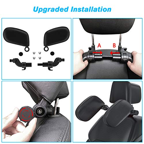 BANNIO Reposacabezas Coche, Apoyacabezas Lateral Barra Deslizante Ajustable para Asiento de Coche, Reposa Cabezas para Niños Adultos, Negro