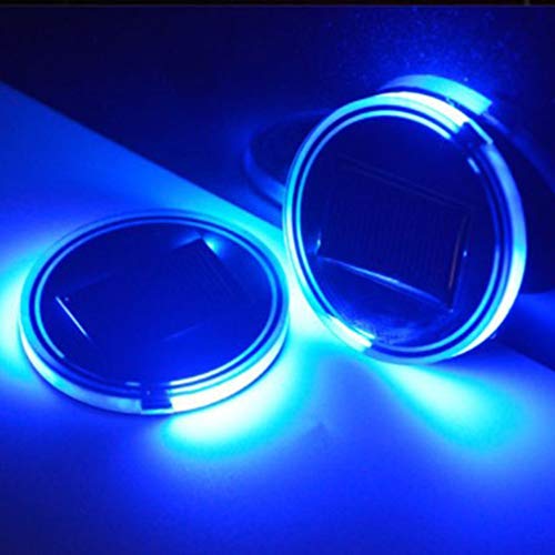 bansd 2pcs Interior del Coche LED Taza de Agua Alfombrillas Cojines Luz Ambiental del Coche Decoración de la Personalidad Azul