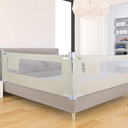 Barandilla de Cama Anti-Caída Infantil Plegable Seguro Riel de Cama para Niños Bebé Blanco (180cm x 68 cm)