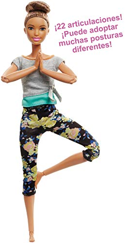 Barbie Fashionista Made to Move, Muñeca articulada castaña con top gris (Mattel FTG82) Barbie Fashionista Made to Move, Muñeca articulada castaña con top gris (Mattel FTG82)