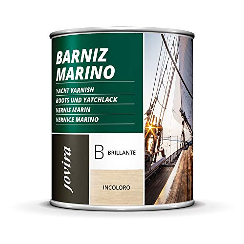 BARNIZ MARINO, Barniz madera exterior-interior, barniz madera incoloro-transparente) Especial resistencia en ambientes marinos. (750 ML, BRILLANTE)