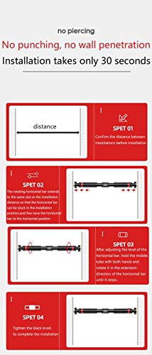 Barra de Dominadas Ajustable a Puertas con un Ancho de 65-130cm Palanca tensora de Seguridad Entrenamiento en el Hogar Barras Horizontales