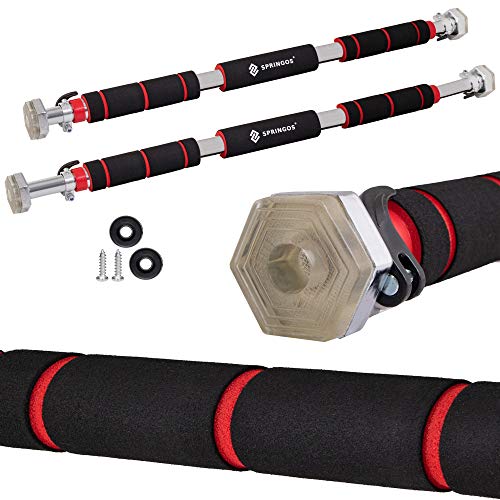 Barra de dominadas SPRINGOS | 85 – 130 cm | 300 k g | Barra de Puerta | Barra para la Parte Trasera | Color Negro | Barra de dominadas | Brazo | Sujeción Segura (Plata, 84,5 – 130 cm) Barra de dominadas SPRINGOS | 85 – 130 cm | 300 k g | Barra de Puerta | Barra para la Parte Trasera | Color Negro | Barra de dominadas | Brazo | Sujeción Segura (Plata, 84,5 – 130 cm)