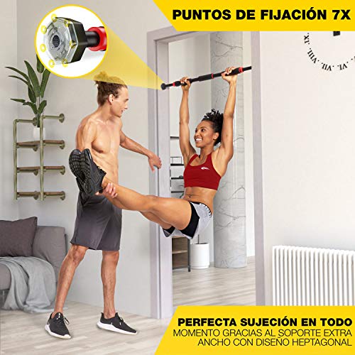 Barra Dominadas con Función Innovadora de Fijación | Segura y rápida - Barra de Dominadas sin Tornillos para el Marco de la Puerta | Barra para casa ajustable hasta 90 cm | KS260/KS270 incl. eBook