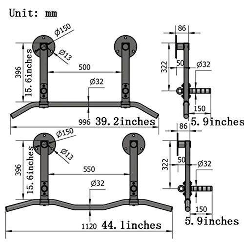 Barras de dominadas Muro De Acero Inoxidable De Acero Inoxidable Colgando De Haz Horizontal Lateral Coja Sin Swanisless Multi Fitness Equipamiento (Color : Silver, Size : 99.6 * 15 * 39.6 cm)