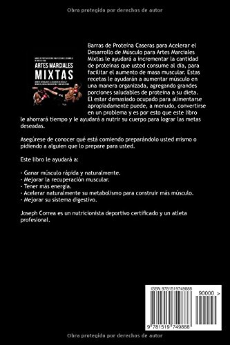 Barras de Proteina Caseras para Acelerar el Desarrollo de Musculo para Artes Marciales Mixtas: Aumente naturalmente el crecimiento de musculo y disminuya la grasa para ganar mas y durar mas tiempo