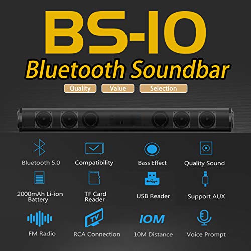 Barras de Sonido para TV, Bluetooth 5.0, Profesional Sonido Envolvente Altavoz para TV/Home Cinema, Apoyo HDMI/Coaxial/AUX/óptico/USB, Compatible para TV, Moviles, Tableta,Montable en la Pared (56CM)