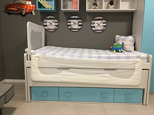 Barrera de cama para bebé, 150 x 65 cm. Modelo gris. Barrera de seguridad.