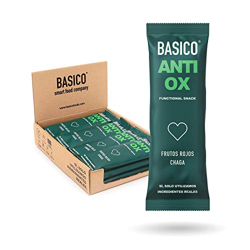 BARRITAS DE PROTEÍNA ANTIOXIDANTES Basico Foods Antiox. Naturales, Ecológicas, Veganas, Sin Azúcar Añadido. Eliminan Toxinas Y Previenen Las Lesiones. Pack de Pack de 12x30g