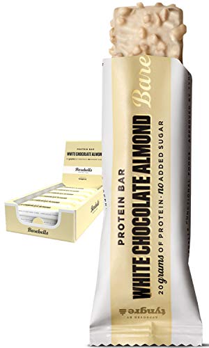 Barritas de proteínas Barebells White Chocolate Almond 12 x 55g, rica en proteínas, baja en carbohidratos y en azúcar, 20g proteína por barrita