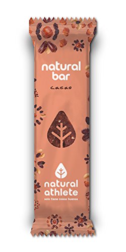 Barritas Energéticas BIO Cacao Natural Athlete, Sin Azúcar Añadido, 100% Natural y Orgánicas, Sin Gluten, Vegana -Pack 12x40 g