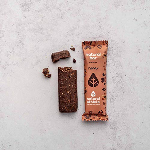 Barritas Energéticas BIO Cacao Natural Athlete, Sin Azúcar Añadido, 100% Natural y Orgánicas, Sin Gluten, Vegana -Pack 12x40 g