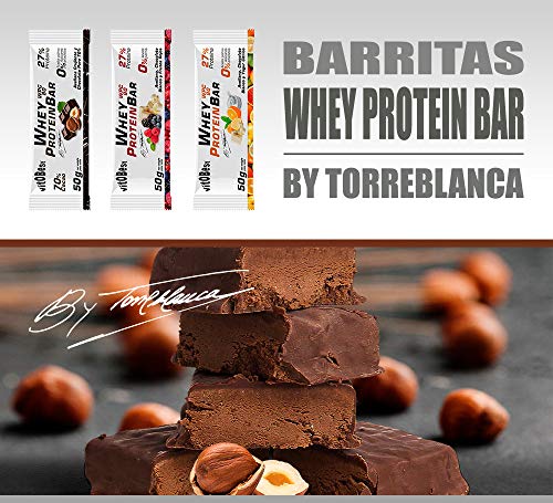 Barritas Proteínas Energéticas Whey Protein BAR By Torreblanca - 20 Barritas de 50g - Sin Azúcar añadida - Ingredientes 100% Naturales - Suplementos Alimentación - Vitobest (Chocolate Puro)