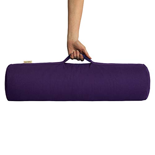basaho Bolster Yoga | Algodón Orgánico (Certificación Gots) | Cáscara de Trigo Sarraceno | Funda Extraíble Lavable (Azul Empolvado)