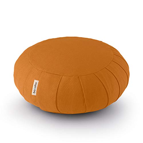 basaho Classic Zafu Cojín de Meditación | Algodón Orgánico (Certificación Gots) | Cáscara de Trigo Sarraceno | Funda Extraíble Lavable (Mango)