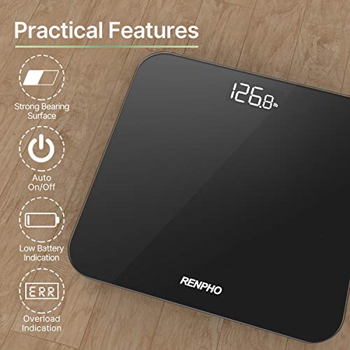 Báscula De Baño Digital RENPHO, Báscula De Peso Corporal De Alta Precisión Con Pantalla Iluminada, Tecnología Step-On, 400 Lb, Negro Báscula De Baño Digital RENPHO, Báscula De Peso Corporal De Alta Precisión Con Pantalla Iluminada, Tecnología Step-On, 400 Lb, Negro