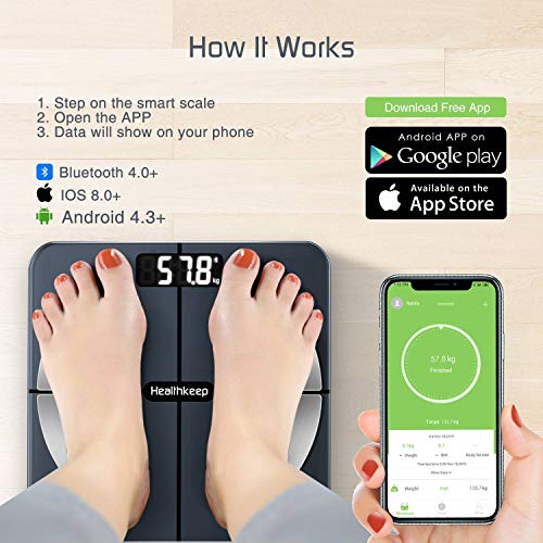 Báscula Grasa Corporal Báscula de Baño Wireless Báscula Baño Digital Analizar Más de 13 Funciones, Monitores de Composición Corporal Máximo 180kg para Andriod y iOS (Negro) Báscula Grasa Corporal Báscula de Baño Wireless Báscula Baño Digital Analizar Más de 13 Funciones, Monitores de Composición Corporal Máximo 180kg para Andriod y iOS (Negro)