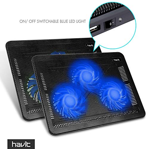 Base de Refrigeracion Portatil Ventilador gaming cooler HAVIT HV-F2056 Refrigeracion Gaming de 15,6 a 17 Pulgadas con Puerto USB (Azul)