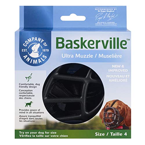 Baskerville Ultra - Bozal de goma, Negro, Talla 4 (Longitud: 9 cm/Anchura: 32 cm)