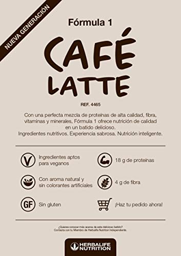 Batido Fórmula 1 Herbalife sustitutivo de comidas bajo en calorías. Rico en proteínas, vitaminas y minerales. Efecto saciante. Sabor Cafe Latte 550 g Batido Fórmula 1 Herbalife sustitutivo de comidas bajo en calorías. Rico en proteínas, vitaminas y minerales. Efecto saciante. Sabor Cafe Latte 550 g
