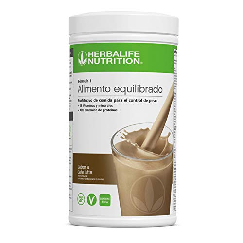 Batido Fórmula 1 Herbalife sustitutivo de comidas bajo en calorías. Rico en proteínas, vitaminas y minerales. Efecto saciante. Sabor Cafe Latte 550 g