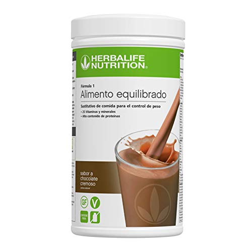 Batido Fórmula 1 Herbalife sustitutivo de comidas bajo en calorías. Rico en proteínas, vitaminas y minerales. Efecto saciante. Sabor chocolate cremoso 550 g