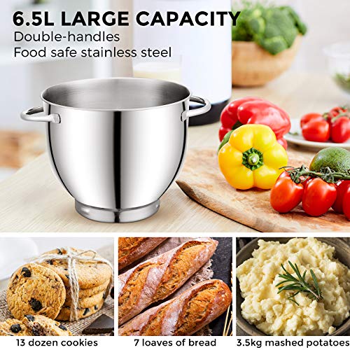 Batidora Amasadora, PHISINIC Amasadora de Pan Repostería, 1800 W 6.5 L Robot de Cocina Multifunción, Potente y Silencioso, Cuerpo Metálico, 6 Velocidades, Amasador, Batidor y Varillas, Color Negro Batidora Amasadora, PHISINIC Amasadora de Pan Repostería, 1800 W 6.5 L Robot de Cocina Multifunción, Potente y Silencioso, Cuerpo Metálico, 6 Velocidades, Amasador, Batidor y Varillas, Color Negro