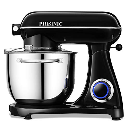 Batidora Amasadora, PHISINIC Amasadora de Pan Repostería, 1800 W 6.5 L Robot de Cocina Multifunción, Potente y Silencioso, Cuerpo Metálico, 6 Velocidades, Amasador, Batidor y Varillas, Color Negro Batidora Amasadora, PHISINIC Amasadora de Pan Repostería, 1800 W 6.5 L Robot de Cocina Multifunción, Potente y Silencioso, Cuerpo Metálico, 6 Velocidades, Amasador, Batidor y Varillas, Color Negro