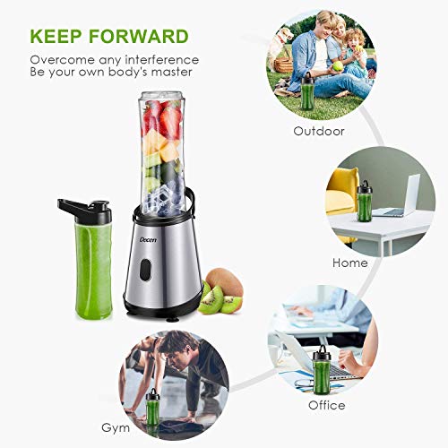 Batidora de Individual Licuadora de Batidos para Frutas y Verduras, Mini Licuadora para Batidos y Smoothies con 2 600ml Botellas sin BPA, Cuchillas Recubiertas de Titanio, 300W, Decen