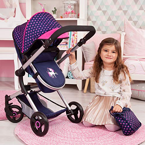 Bayer Design 18454Aa Cochecito de Muñecas "Neo Vario" Combolso Cambiador, Convertible, Plegable, Azul / Rosa