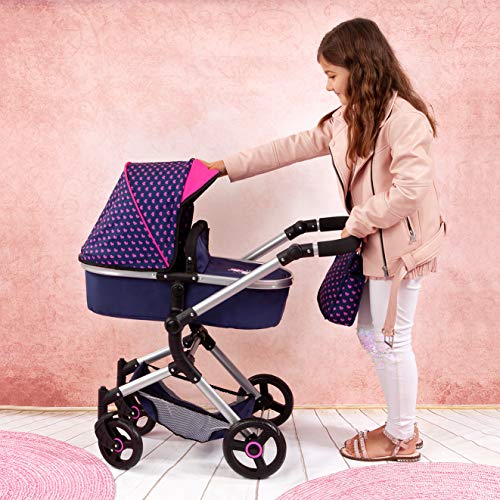 Bayer Design 18454Aa Cochecito de Muñecas "Neo Vario" Combolso Cambiador, Convertible, Plegable, Azul / Rosa