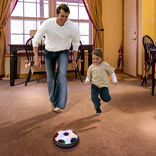 Baztoy Balón Fútbol Flotant, Pelota Futbol con Protectores de Espuma Suave y Luces LED Balones Futbol Juguetes Niños 3 4 5 6 7 8 9 10 11 12 Años, Air Power Soccer para Niños Niñas Regalos Cumpleaños