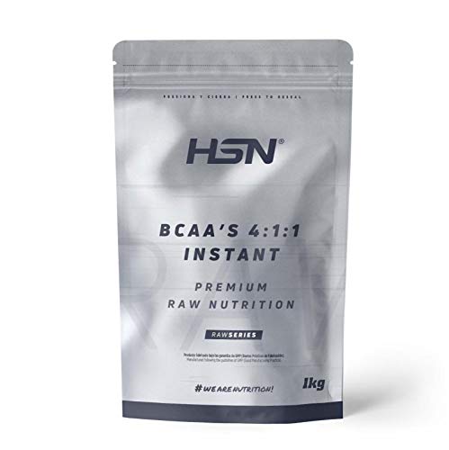 BCAA 4:1:1 de HSN | Isoleucina, Valina Leucina en Polvo | Disolución Perfecta | Recuperador del Entrenamiento | Vegano, Sin Gluten, Sin Lactosa, Sin Azúcar | Sabor Neutro | 1Kg