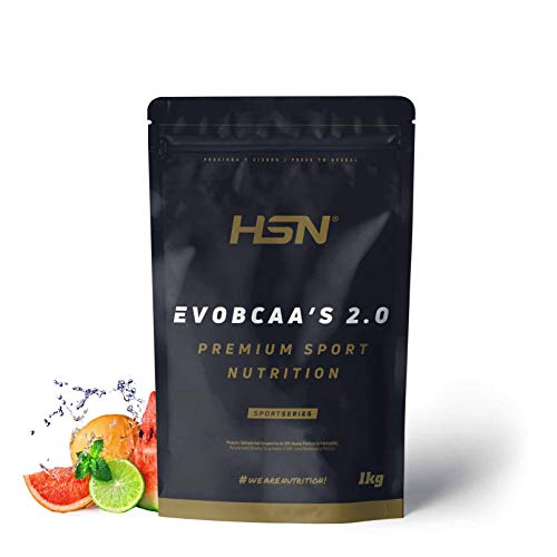 BCAA con Glutamina de HSN Evobcaa's 2.0 | Aminoácidos Ramificados Ratio 12:1:1 (L-Leucina + L-Valina + L-Isoleucina) | Recuperación y Ganar Masa Muscular | Vegano, Sin Lactosa, Sabor Ponche, 1Kg