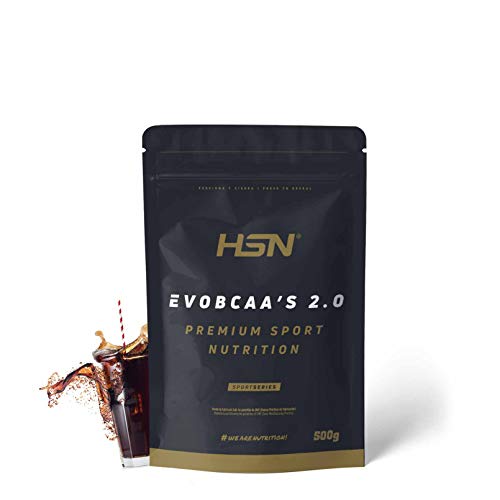 BCAA con Glutamina de HSN Sports | Evobcaa's 2.0 - Aminoácidos Ramificados Ratio 12:1:1 (L-Leucina + L-Valina + L-Isoleucina) | Recuperación y Ganar Masa Muscula | Sabor Cola - 500g