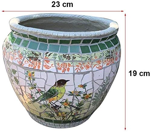 Bcaer Maceta maceta bricolaje decoración del hogar cactus suculento artístico color pintura paisaje patrón plantador creativo animal pequeño pájaro mosaico cerámica al aire libre maceta olla vintage j