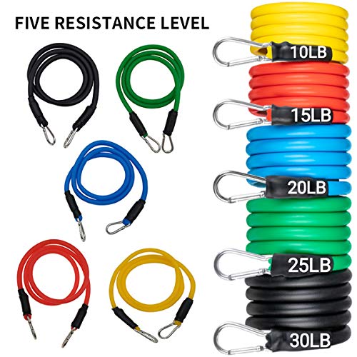 BCASE Bandas Elásticas Para Hacer Ejercicio, Conjunto De Entrenaminto Para Piernas y Glúteos, 5 tubos de fitness, 1 Bolsa de Transporte, Gimnasio en casa, para yoga, pilates, culturiamo y fisioterapia