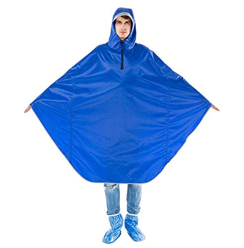 BCLGCF Poncho De Lluvia Reutilizable para Mujeres, Hombres, con Capucha Y Portátil, Gran Equipo De Lluvia para Scooter Motorizado, Silla De Ruedas Eléctrica, Bicicleta,Azul